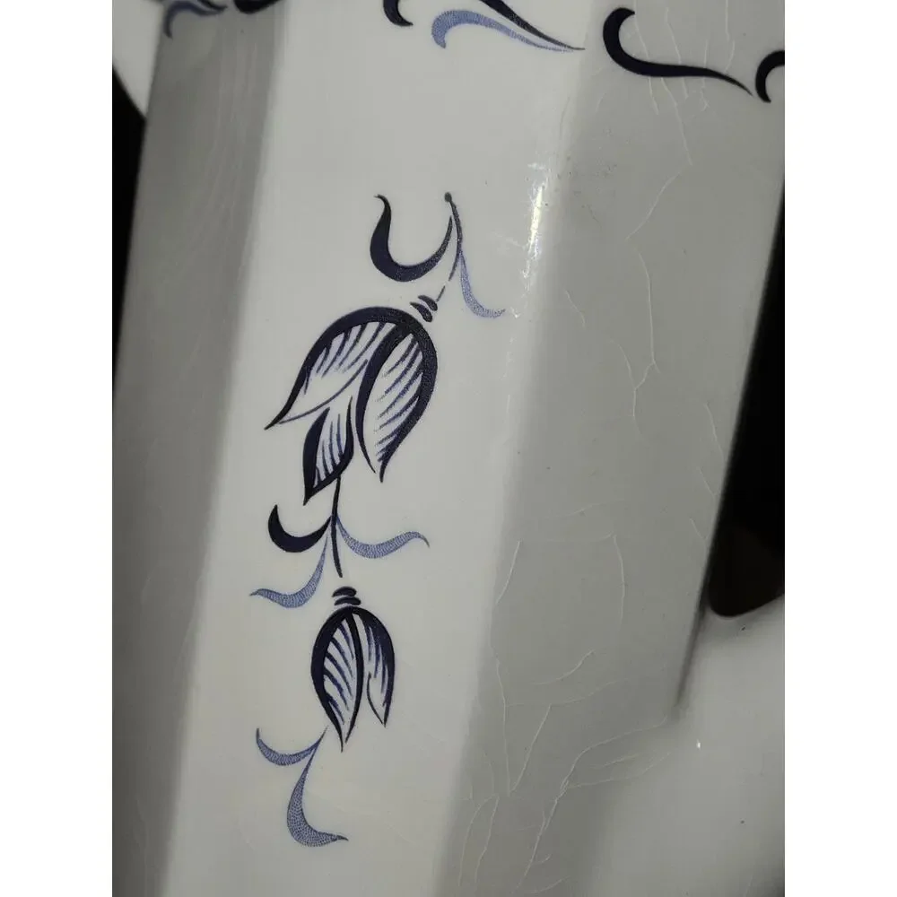 vintage grindley ascot avon blue coffee pot england satin white ironstone 2-6